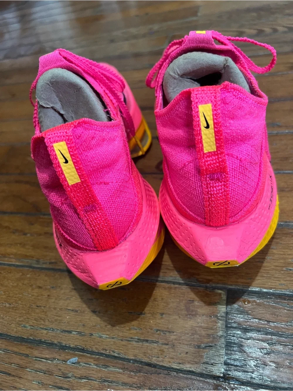 Nike Women's Hot Pink and Yellow ZoomX Running Shoes with Black Swoosh size w 9